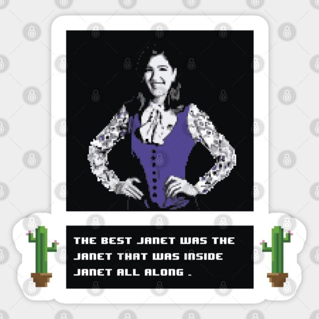 The Janet inside - the good place Sticker by Naive Rider